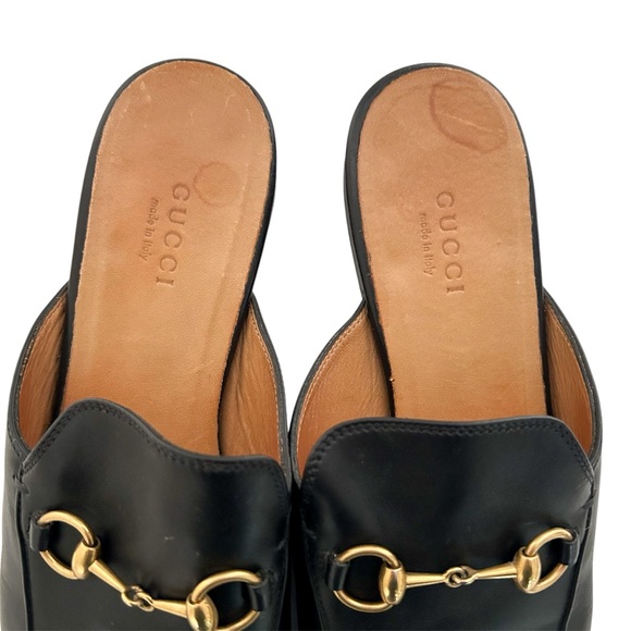Gucci Princetown Horsebit Loafer Mules Black Leather Buckle Slipper Flats 37.5 - Picture 6 of 11
